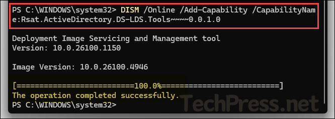 Use DISM to install RSAT tools