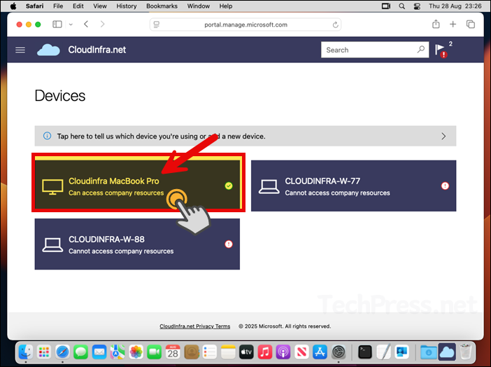 Click on Your mac device