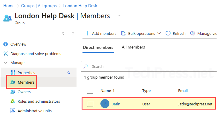 Role assignment group membership