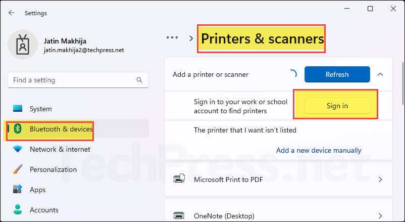 Sign in to see your Universal Printers on Windows