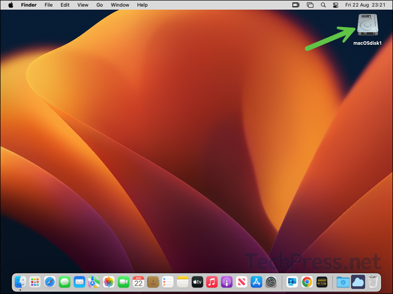 End User Experience of Show Hard drives Intune policy for Mac