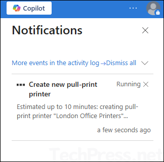 Creating new Pull-print printer screenshot