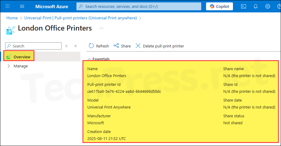Created Universal Print Anywhere Pull Print Printer