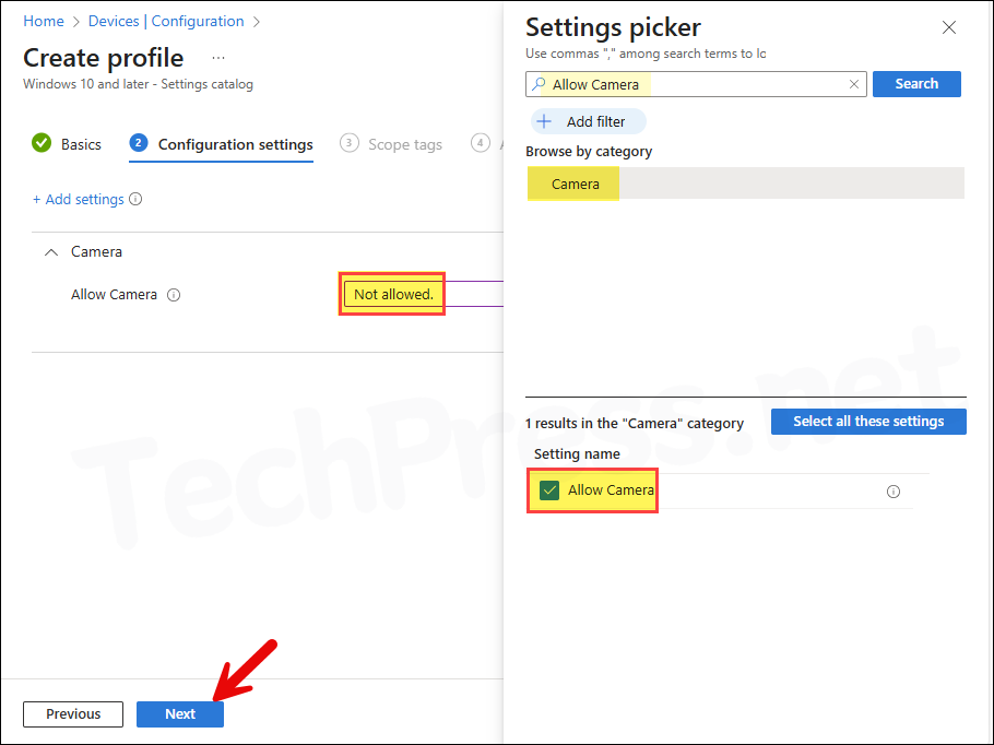 Block Camera Using Intune on Windows