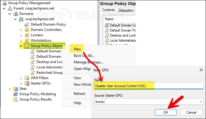 Create a Group Policy to Disable User Account Control