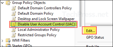 Edit Disable User Account Control GPO