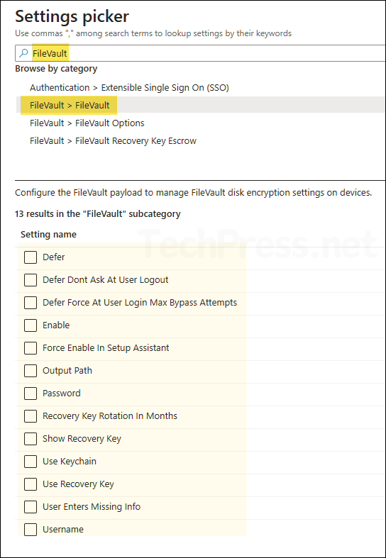 Enable FileVault using Settings Catalog Policy 