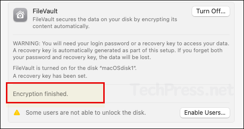 FileVault Encryption Finished