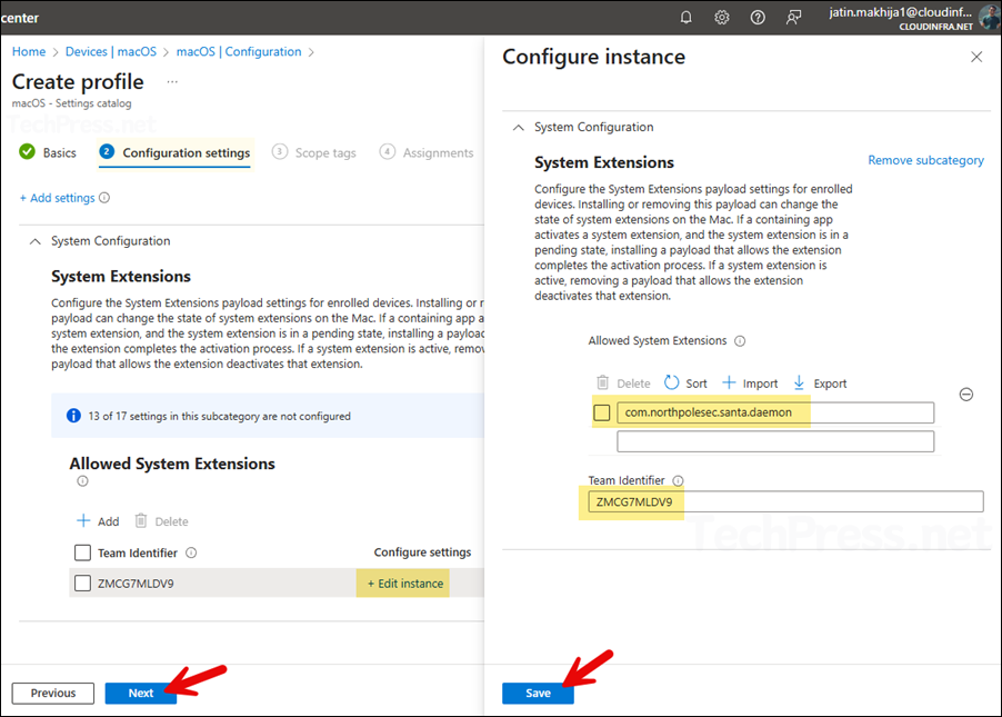 Configure Allowed System Extensions for Santa App ID ZMCG7MLDV9