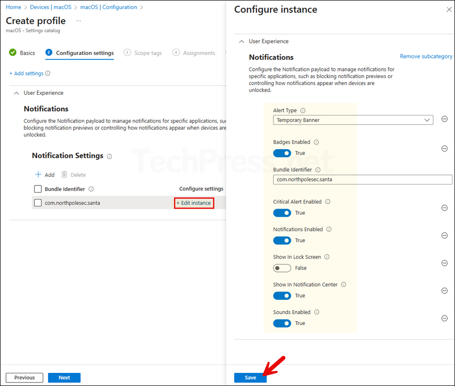 Santa Notification Settings Configuration