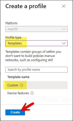 Custom Intune device template
