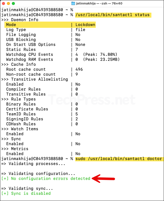 Check Santa App ClientMode using Command line