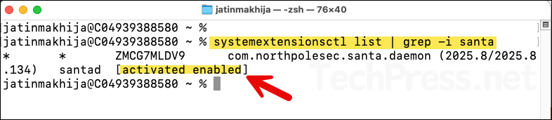 Check if System extension is loaded and enabled