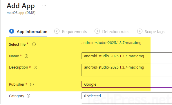 Intune App Information for Android Studio App