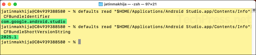 CFBundleIdentifier and CFBundleShortVersionString for Android Studio command