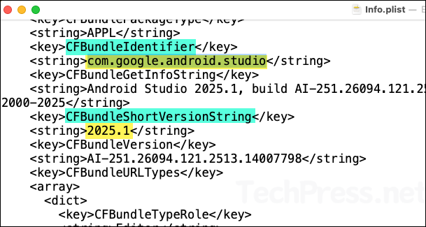 CFBundleIdentifier and CFBundleShortVersionString Info.plist file Android Studio app