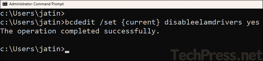 Hard Disable ELAM via Boot Configuration