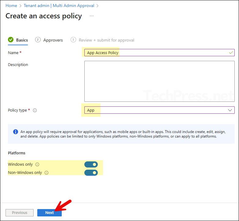 Create Multi admin approval (MAA) Access Policy