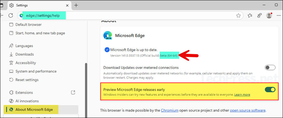 Preview Microsoft Edge releases early 
