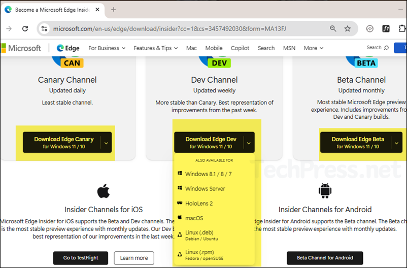 Download Edge beta