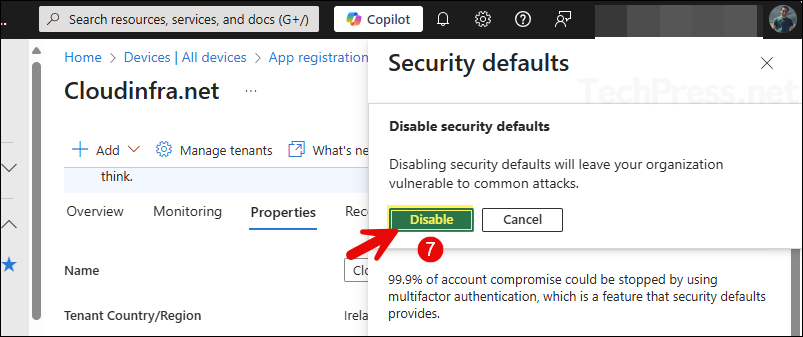 Security Defaults disable prompt