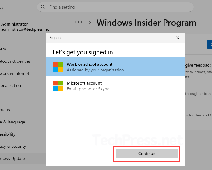 Login with Insider account