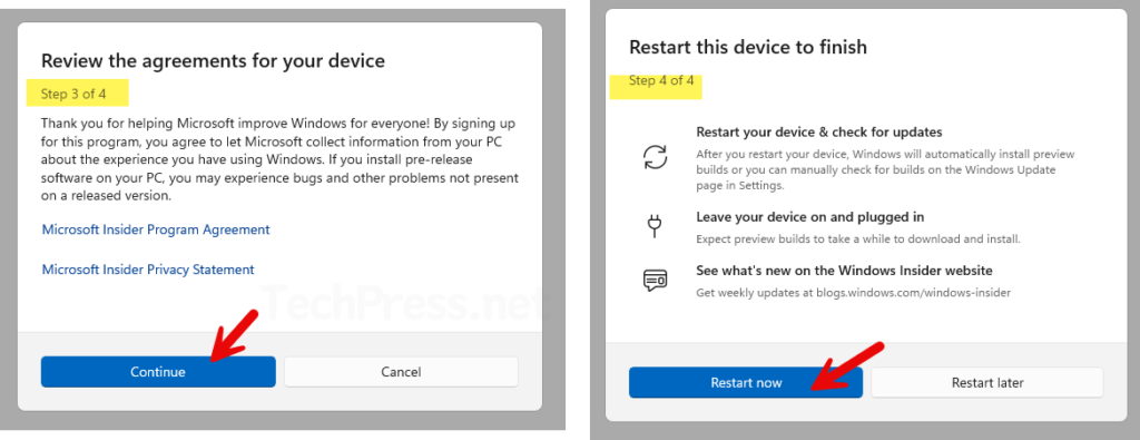 Review Insider agreement and restart