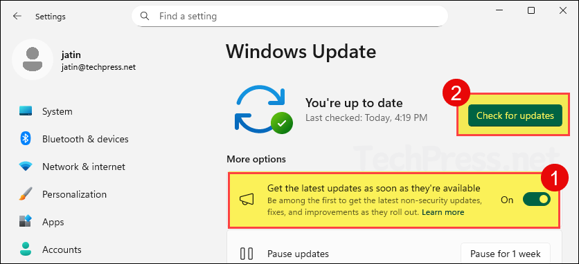 Check for Windows Updates