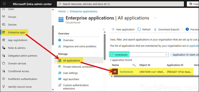 Open Managed Identity Enterprise app
