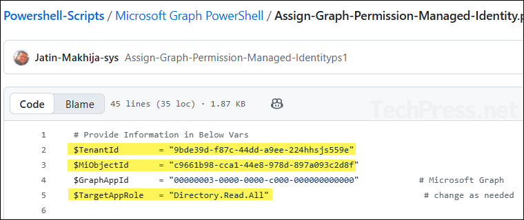 Script for assigning graph permissions to managed identity