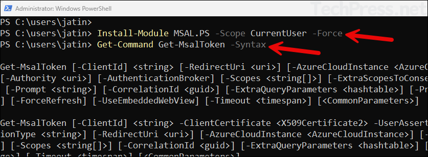 Install MSAL.PS PowerShell Module
