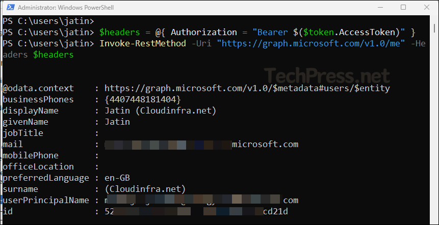 Get-MsalToken connect using device code