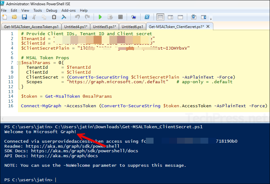 Using client secret with Get-MsalToken