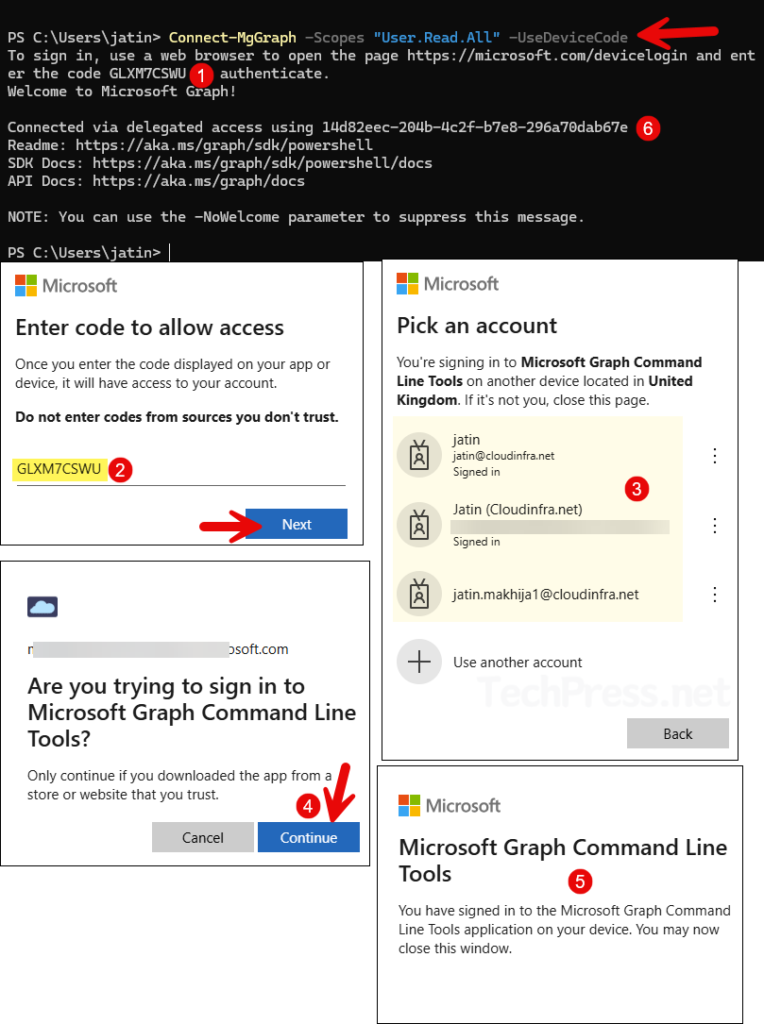 Connect using Microsoft Graph Device Code