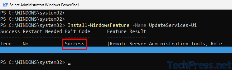 Install WSUS Admin Console on Windows Server using PowerShell