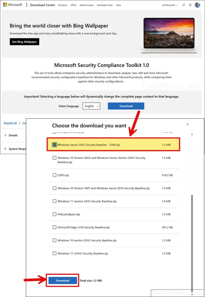 Download Windows Server 2025 Security Baseline