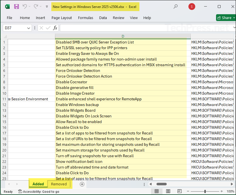 New GPO settings in Windows Server v2506 Security Baseline