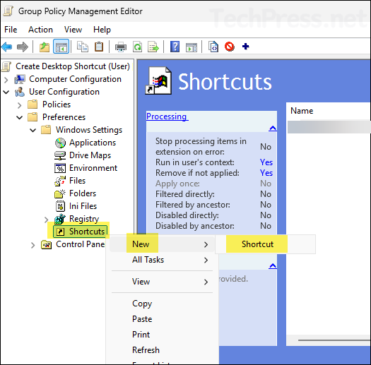 Select Shortcut