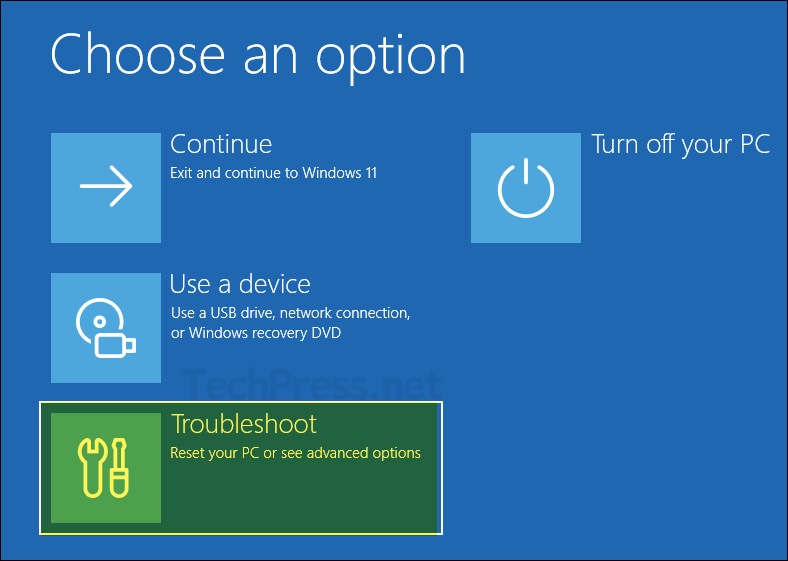 Click on Troubleshoot