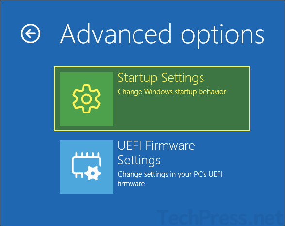 Select Startup Settings