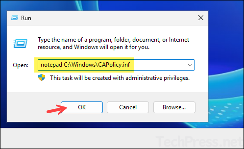 Create CAPolicy.Inf file