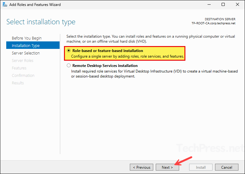 Install Active Directory Certificate Services Role