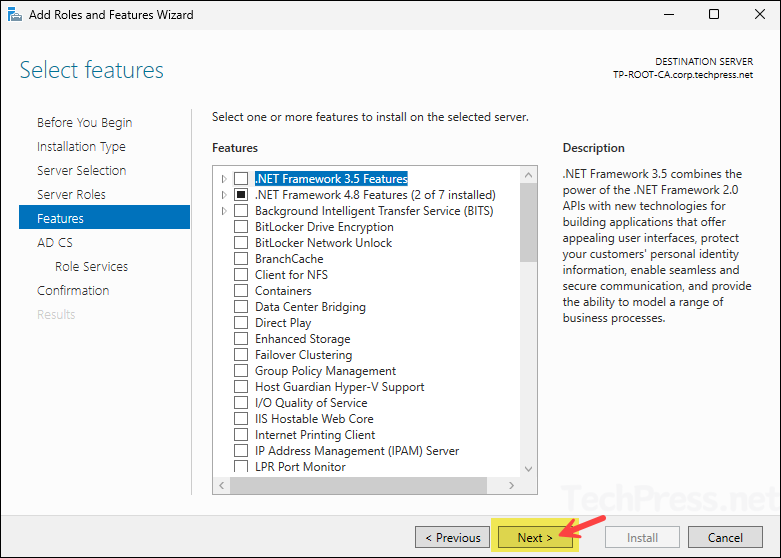 Install Active Directory Certificate Services Role
