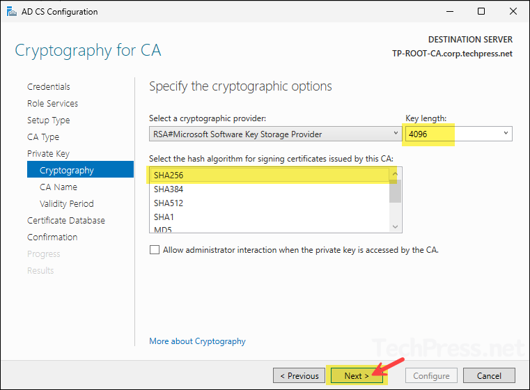 configure Cryptography 