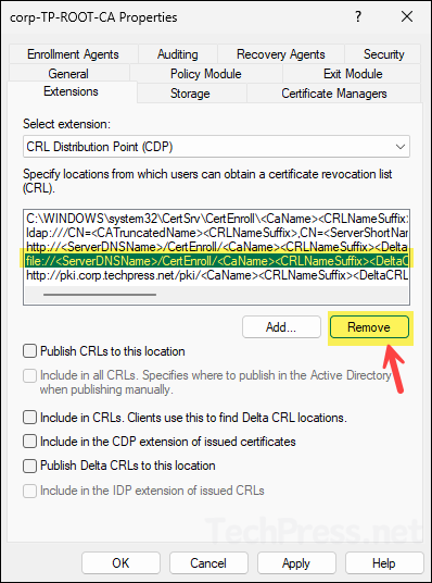 delete the file CDP point
