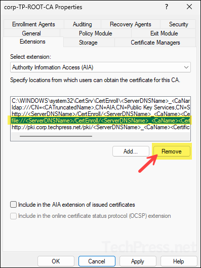 remove file AIA point 