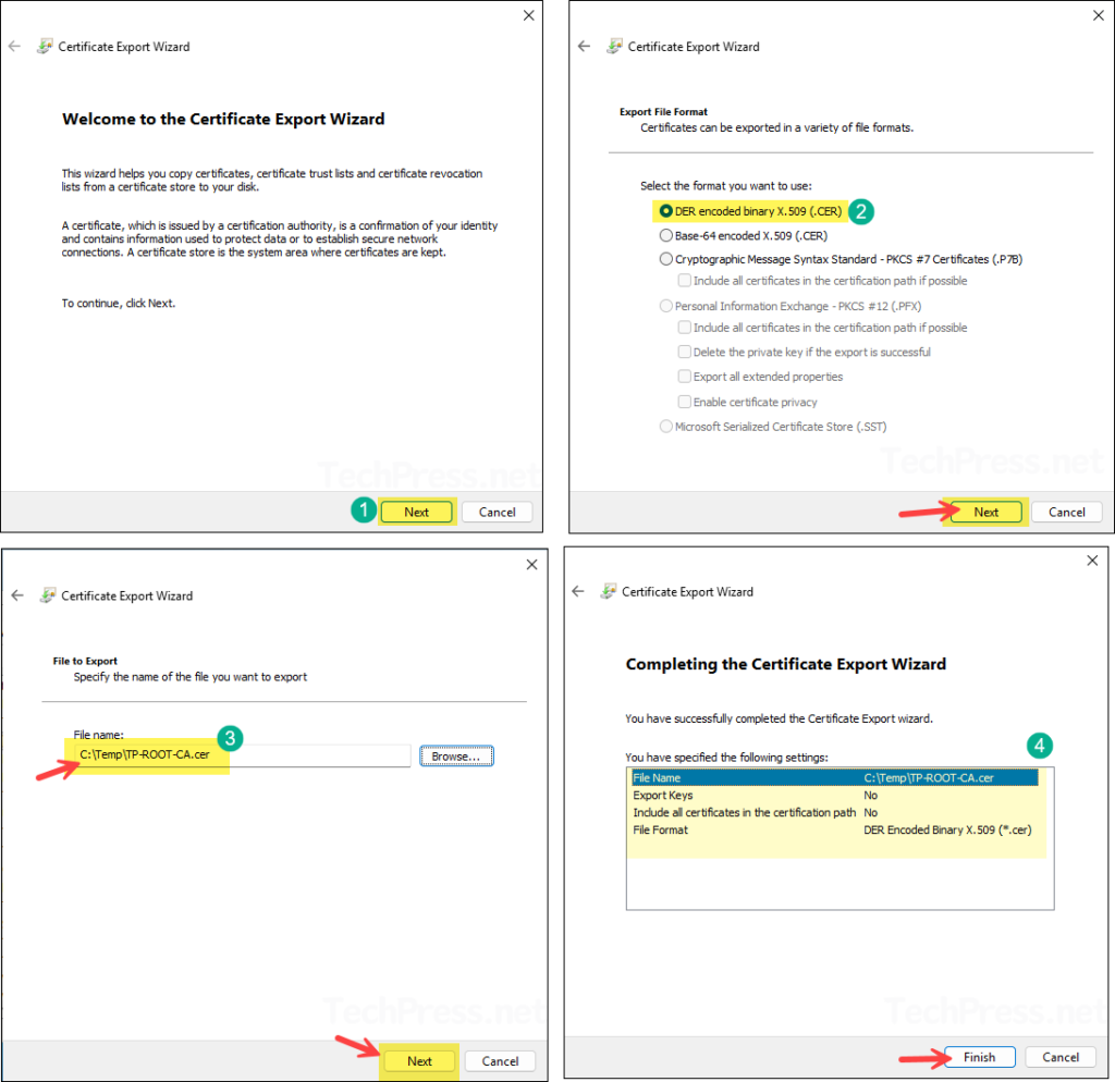 Export Root Certificate