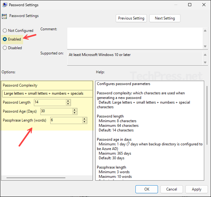 Configure LAPS Password settings