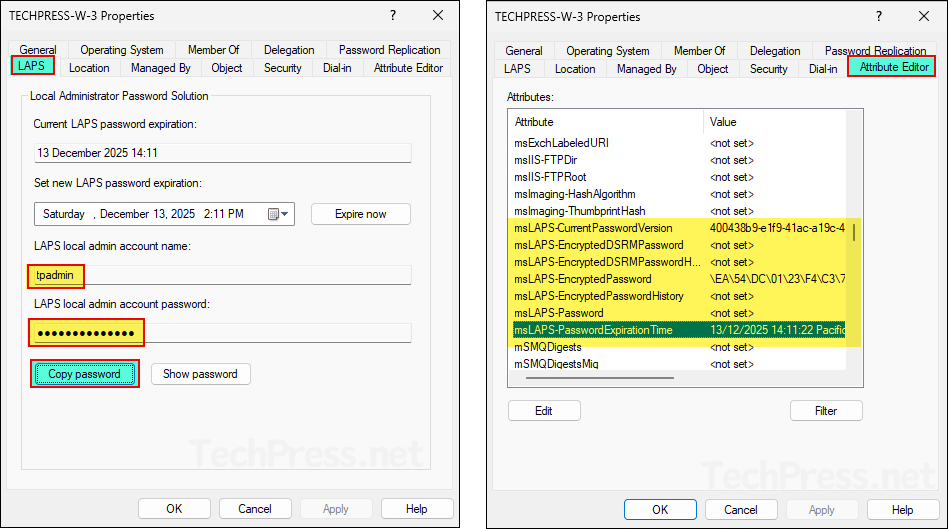 Confirm LAPS policies from Domain Controller