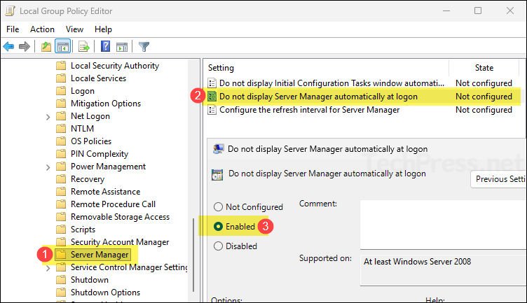 Disable Server Manager Auto Start Using Local Policy